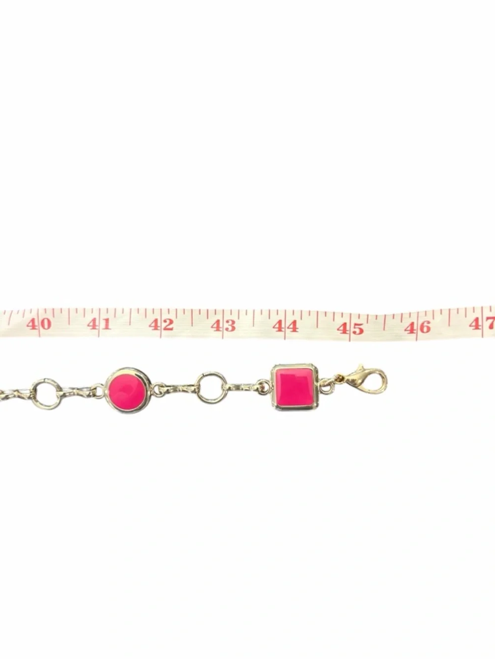 Silver Tone Waist Belt Adjustable 31-45” Bright Pink Stone Preppy Dressy Barbie - Picture 5 of 7